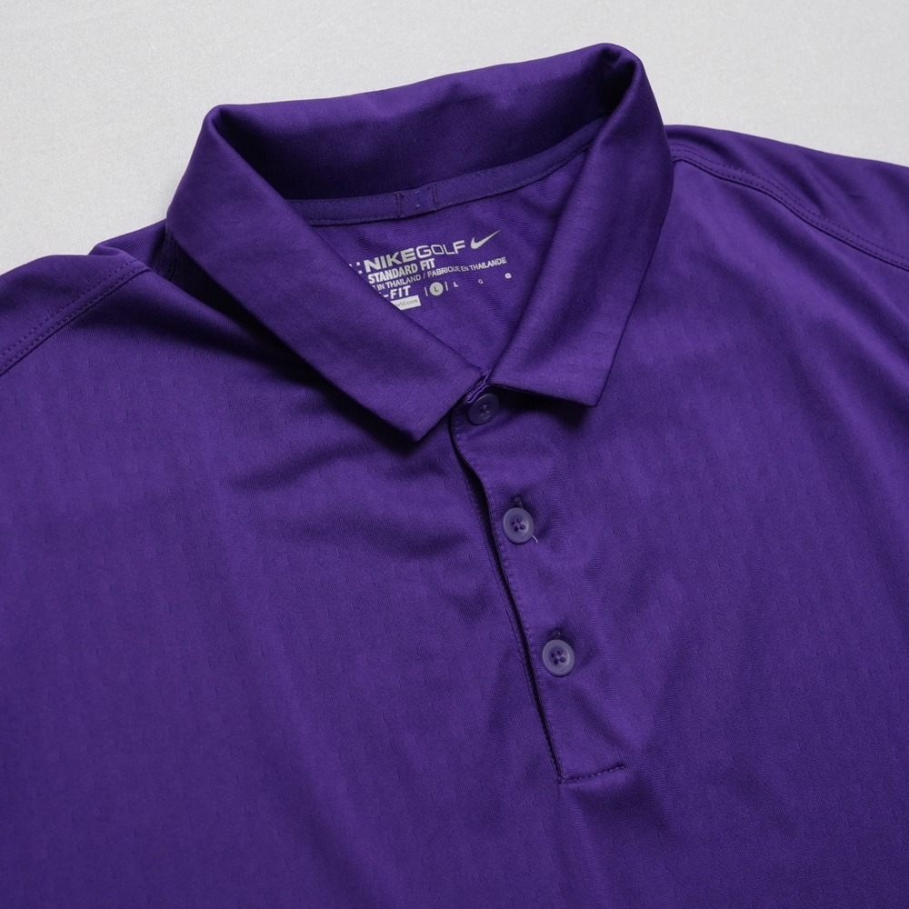 Nike Golf Dri-FIT Polo Shirt Mens Large Purple Swoosh Performance Golf - Picture 4 of 15